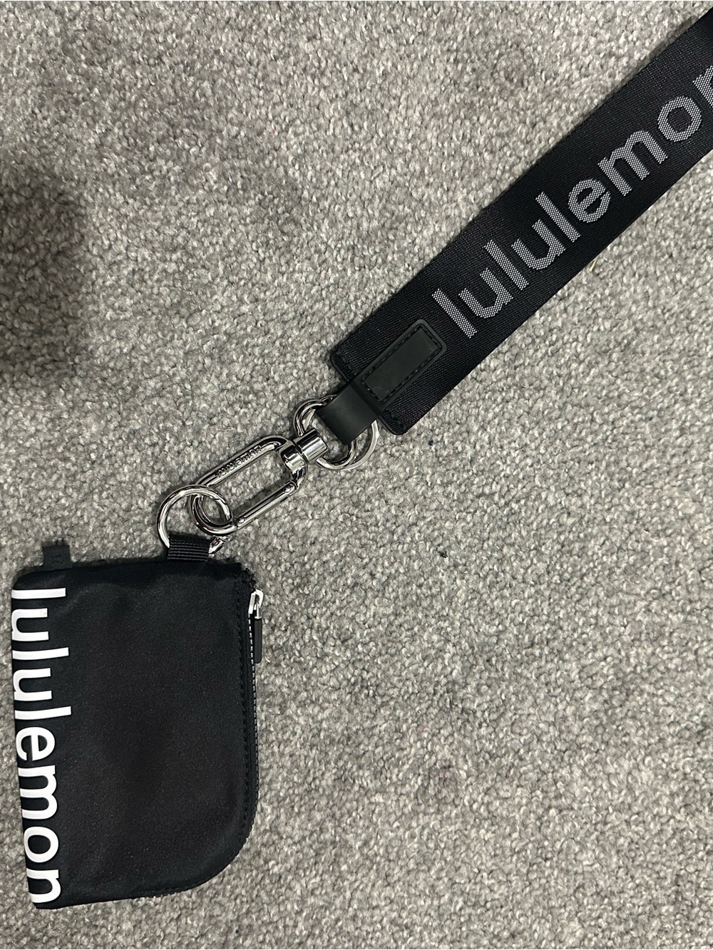 lululemon athletica Black Logo Strap Wristlet Pouch